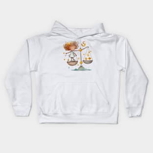 Watercolor Zodiac Libra Kids Hoodie